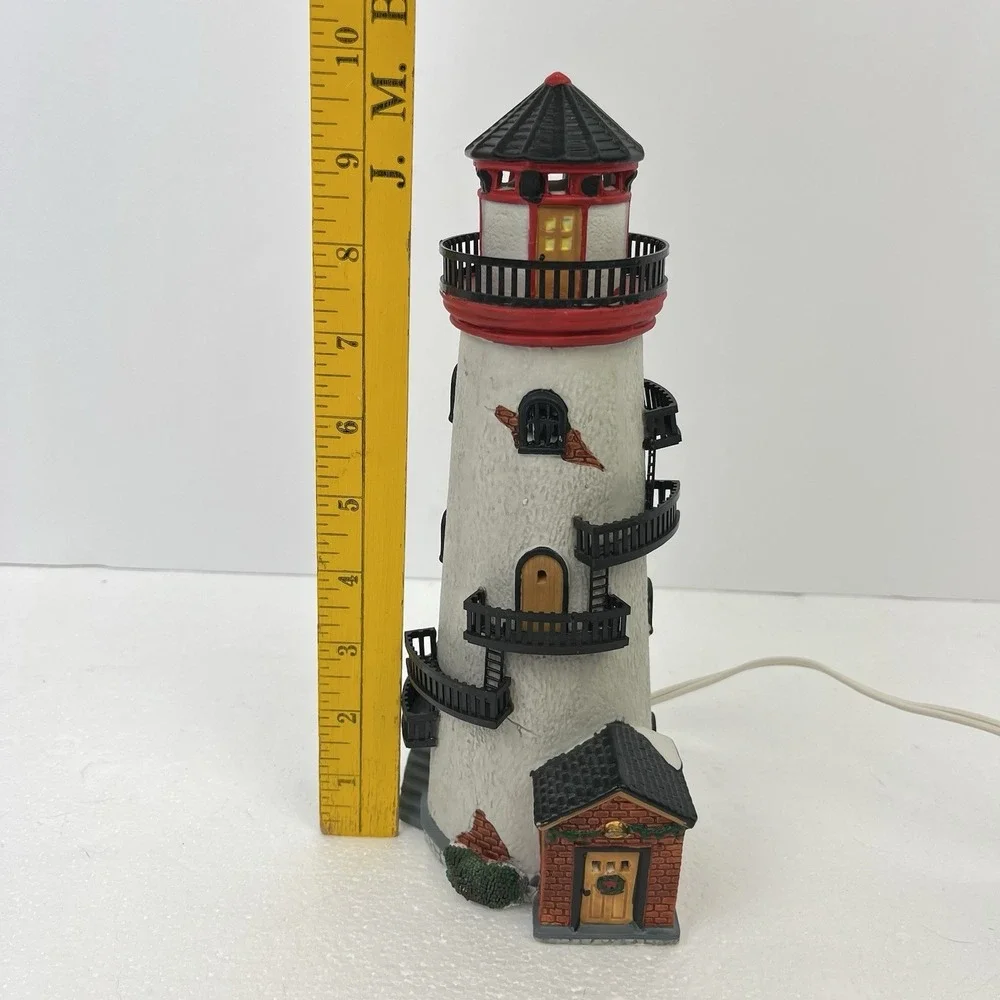 Lemax Village Collection Plymouth Corners Porcelain Lighthouse Christmas‎ Lights